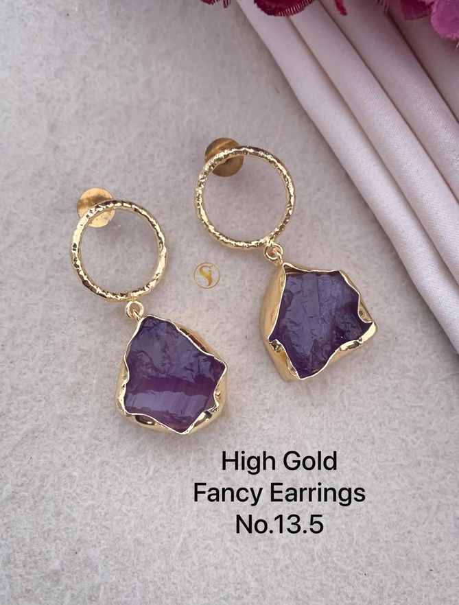 High Gold Party Wear Fancy Earrings 3 Wholesale Online
